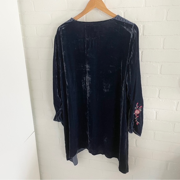 Johnny Was Tunic Embroidered Burnout Velvet Silk-Blend Asym Hem Long Sleeve XL - Picture 13 of 13